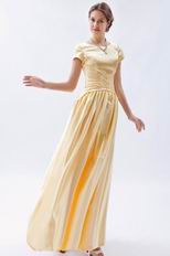 Short Sleeves Champagne Yellow Formal Celebrity Dress In Nevada