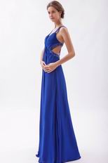 Cross Back Royal Blue Skirt With Split Special Ocassion Dresses