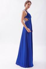 Cross Back Royal Blue Skirt With Split Special Ocassion Dresses