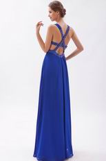 Cross Back Royal Blue Skirt With Split Special Ocassion Dresses