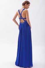 Cross Back Royal Blue Skirt With Split Special Ocassion Dresses