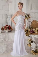 Hot Sell Sweetheart Crystal White Chiffon Women Dresses For Prom