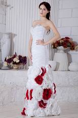 Custom Made White 3D Flowers Mermaid Prom Dress Good Shape Curve