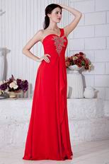 Dark Red Sweetheart One Shoulder A-line Silhouette Prom Dress