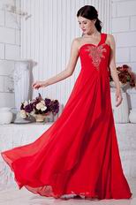 Dark Red Sweetheart One Shoulder A-line Silhouette Prom Dress