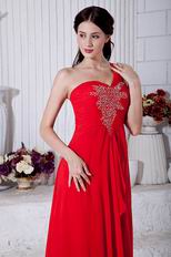 Dark Red Sweetheart One Shoulder A-line Silhouette Prom Dress