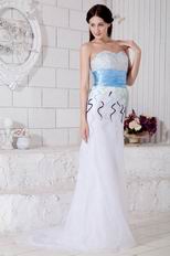 Sweetheart White Organza La Femme Prom Dress With Sequin