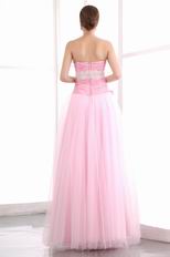 Pretty Sweetheart Pink Net Skirt Prom Dress With Flowers Decorate