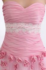 Pretty Sweetheart Pink Net Skirt Prom Dress With Flowers Decorate