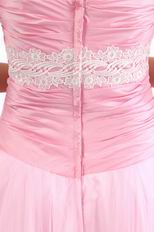 Pretty Sweetheart Pink Net Skirt Prom Dress With Flowers Decorate