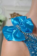 Blinking One Shoulder Sequin Fabric Blue Prom Party Dress