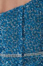 Blinking One Shoulder Sequin Fabric Blue Prom Party Dress