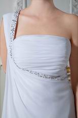 Hot Sell One Shoulder Empire Waist White Chiffon Prom Dresses