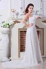 One Shoulder Flower Straps White Chiffon Prom Dress Beautiful