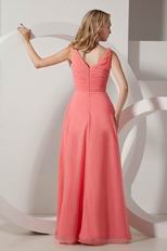 Watermelon Chiffon High Low Skirt La Femme Prom Dresses