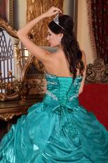 Medium Turquoise Organza Quinceanera Dress At Wholesale Price