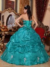 Medium Turquoise Organza Quinceanera Dress At Wholesale Price