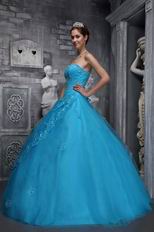 Corset Back Azure Blue Quinceanera Dress For Girl