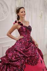 Single One Shoulder Zebra Printed Military Party Ball Gown