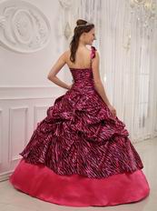 Single One Shoulder Zebra Printed Military Party Ball Gown