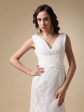 Fashionable V-neck Column Lace Wedding Bridal Dress Shop