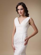 Fashionable V-neck Column Lace Wedding Bridal Dress Shop