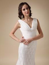 Fashionable V-neck Column Lace Wedding Bridal Dress Shop