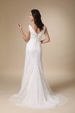 Fashionable V-neck Column Lace Wedding Bridal Dress Shop