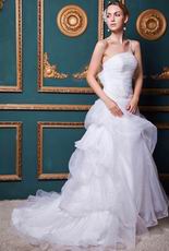 Exclusive One Shoulder Back Button Bridal Wedding Dress White