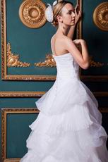 Exclusive One Shoulder Back Button Bridal Wedding Dress White