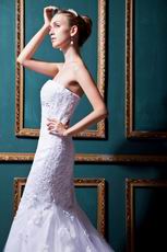 Discount Strapless Applique Dropped Mermaid Sweep Bridal Dress