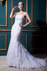 Discount Strapless Applique Dropped Mermaid Sweep Bridal Dress