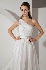 Casueal One Shoulder A-line Ivory Chiffon Bridal Dress Sample Sale