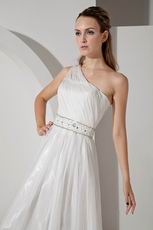 Casueal One Shoulder A-line Ivory Chiffon Bridal Dress Sample Sale