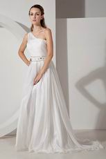 Casueal One Shoulder A-line Ivory Chiffon Bridal Dress Sample Sale