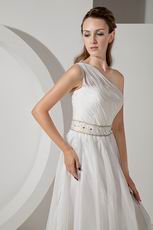 Casueal One Shoulder A-line Ivory Chiffon Bridal Dress Sample Sale