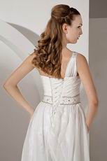 Casueal One Shoulder A-line Ivory Chiffon Bridal Dress Sample Sale