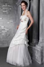 Modest Halter Floor-length Appliqued Wedding Dresses