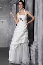 Modest Halter Floor-length Appliqued Wedding Dresses