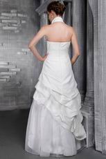 Modest Halter Floor-length Appliqued Wedding Dresses