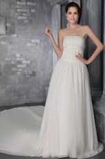 Strapless Ivory Chiffon Wedding Dress With Cathedral Train