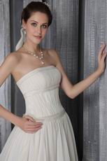 Strapless Ivory Chiffon Wedding Dress With Cathedral Train