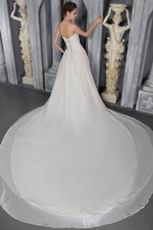 Strapless Ivory Chiffon Wedding Dress With Cathedral Train