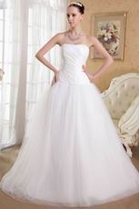 Simple White Princess Strapless Custom Make Wedding Dress