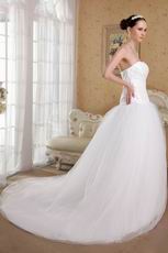 Simple White Princess Strapless Custom Make Wedding Dress