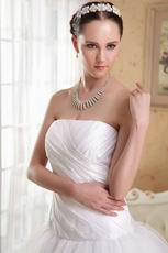 Simple White Princess Strapless Custom Make Wedding Dress