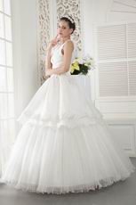 Best Seller V-Neck Beading Appliques Cream Wedding Dress