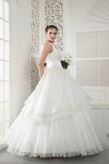 Best Seller V-Neck Beading Appliques Cream Wedding Dress