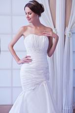 Elegant Sweetheart Neck White Taffeta Wedding Dress With Lace