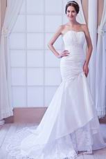 Elegant Sweetheart Neck White Taffeta Wedding Dress With Lace